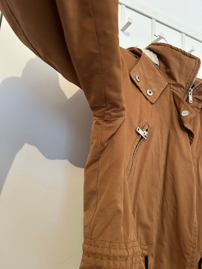 Manteau marron intérieur chaud capuche fourrure Etam 38 - photo numéro 4