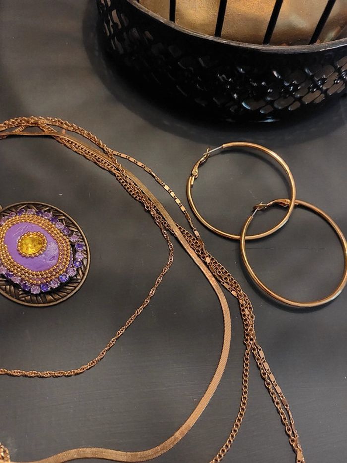 Lot de bijoux vintage et moderne doré - photo numéro 5