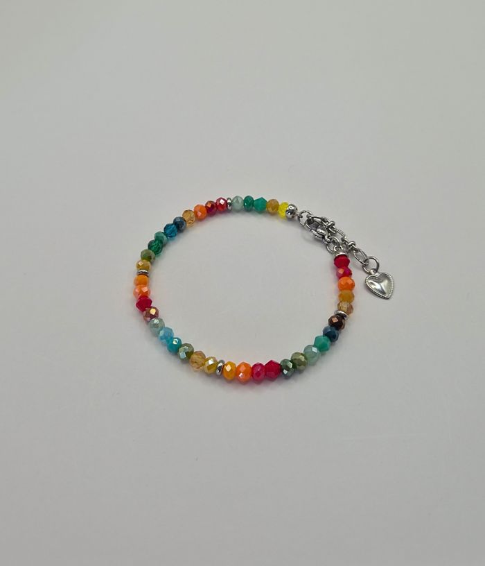 Bracelet argenté petites perles multicolores couleurs estivales - photo numéro 4