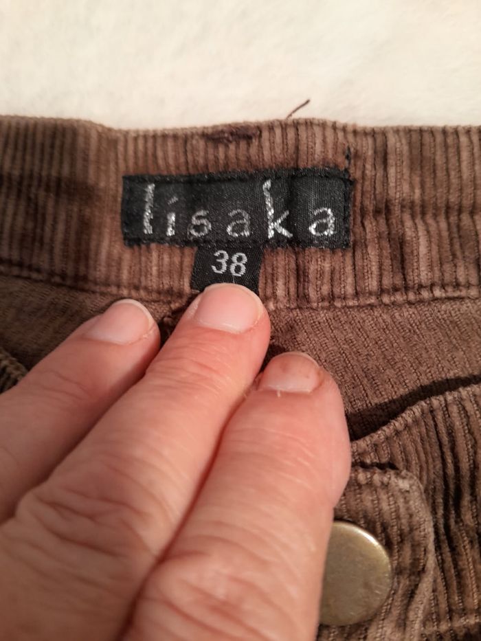 Pantalon Évasé Femme Velours Côtelé Marron - Lisaka - T.38 - photo numéro 6
