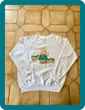 Sweat crewneck vintage unisexe Patch rigide Hanes 1990 Teddy bear