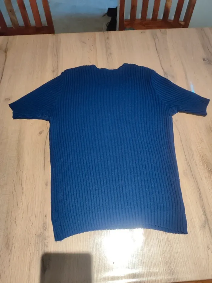 T-shirt Bleu Marine, Taille M - Maille Côtes Chaude et Confortable ! - photo numéro 3