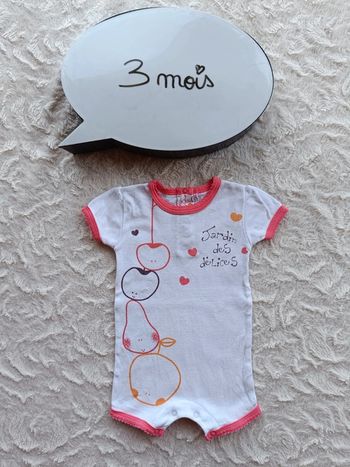Barboteuse combinaison combi short Fille 3 mois Jardin des sens Fruits Kitchoun