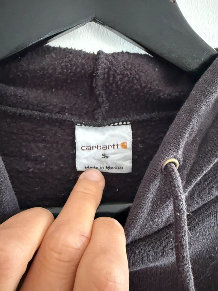 Pull / Sweat à capuche cordon & poches avant Carhartt taille S couleur noir. - photo numéro 6