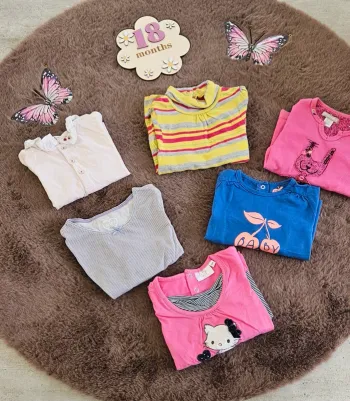 Lot de 6  tee shirts manche longue 18 mois fille