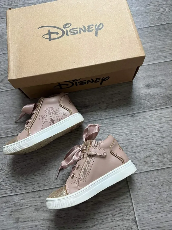Baskets Friboo Disney princesses Rose pastel / lacets rubans /  paillettes dorées - photo numéro 8