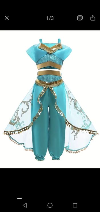 Costume princesse jasmine 2 pièces neuf 5 -6 ans