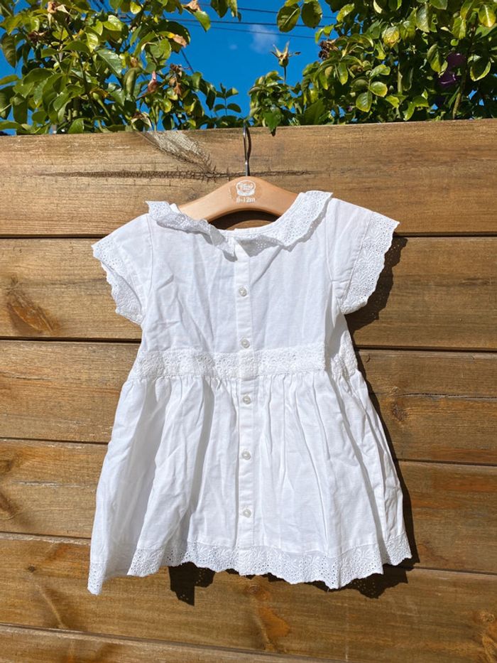 Robe Jacadi paris blanche baptême communion mariage cérémonie 18 mois dentelle - photo numéro 2