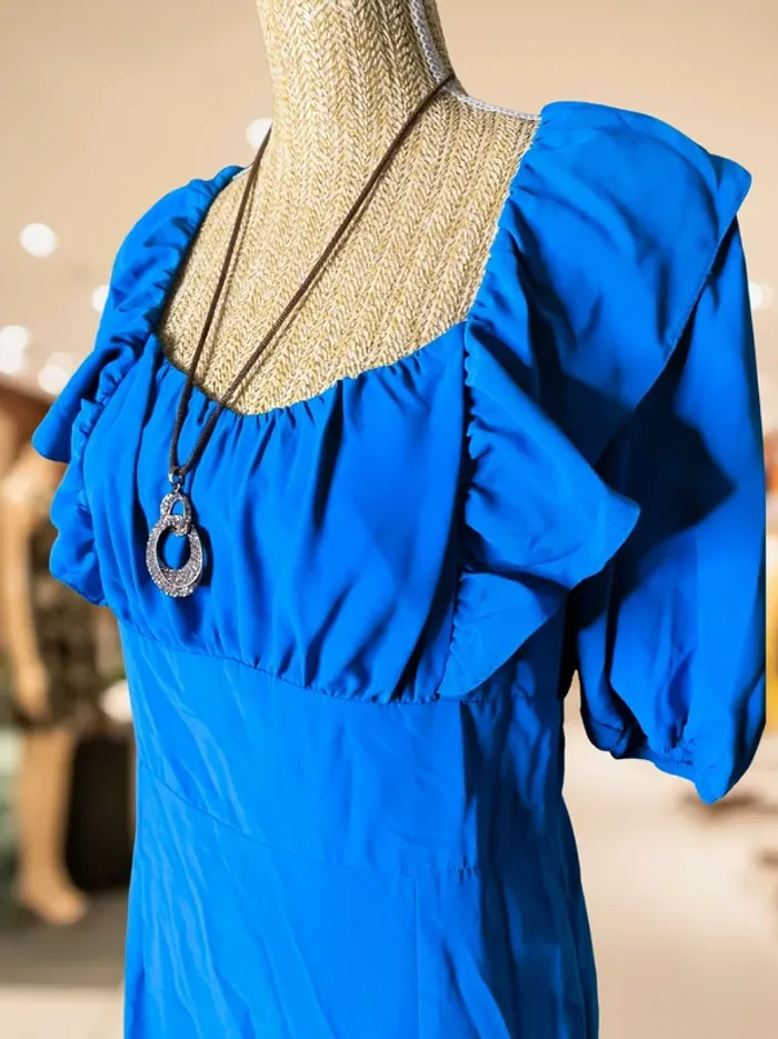 Naf Naf - Robe Droite Bleu 70's