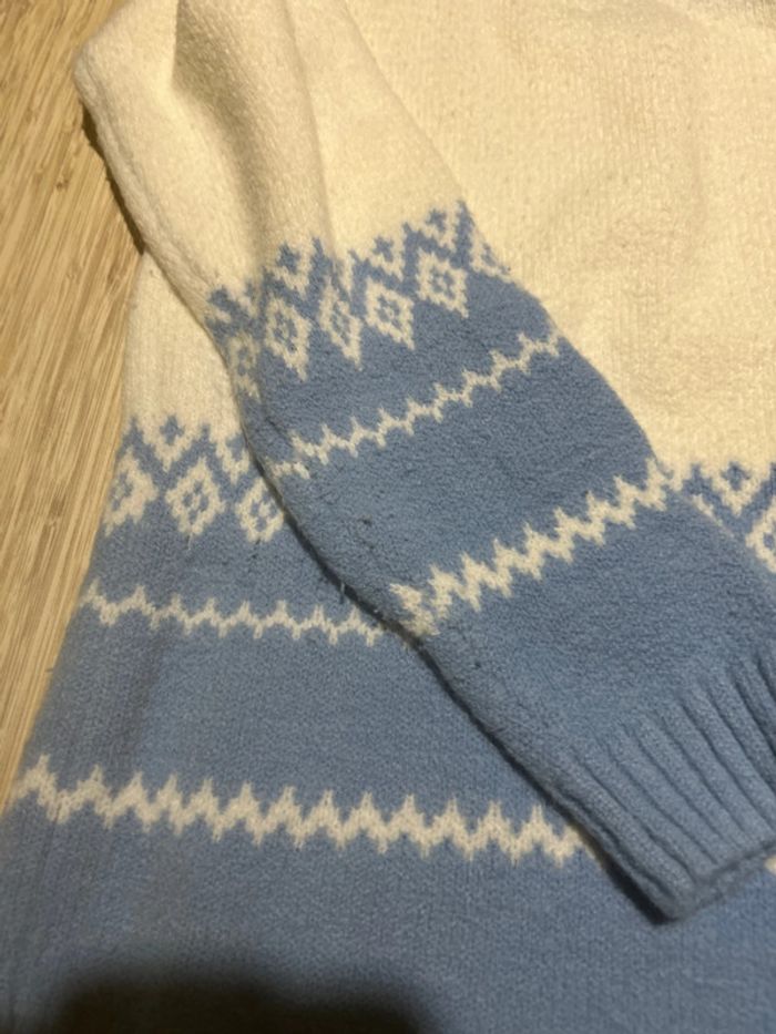 Pull moche col roulé vintage et kitsch 40 bleu et blanc - photo numéro 4