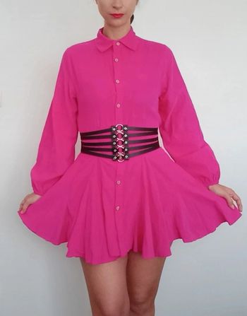 Robe chemise d hiver en velours rose tu