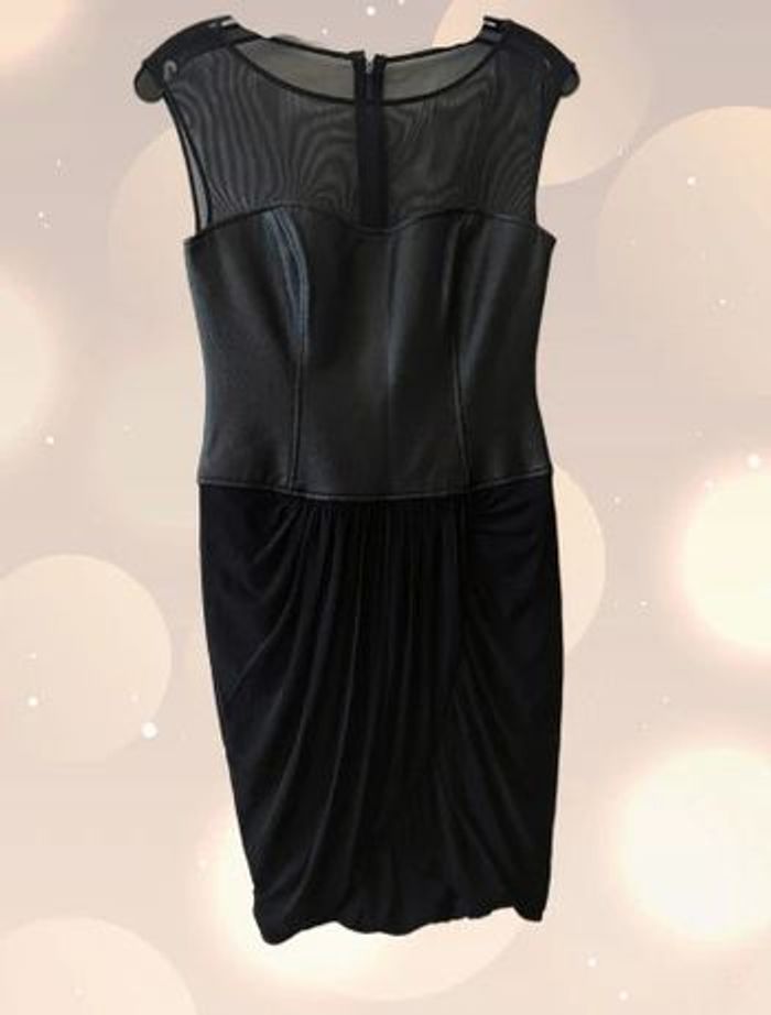 Robe sans manches simili-cuir et drapé taille 34 - BCBGmaxazria