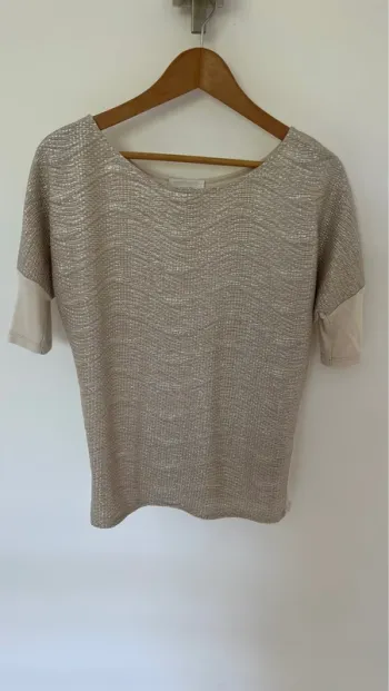 Top tee shirt effet lurex mordoré doré