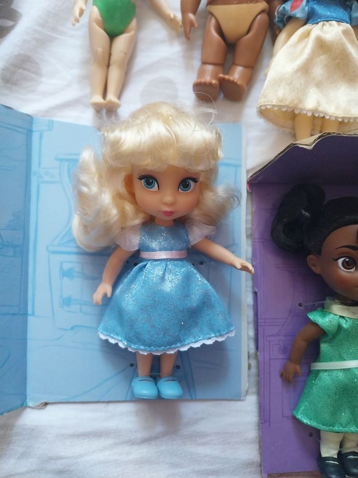 Lot 7 poupées miniatures Animators Princesses Disney Mini-Animators Tiana Belle Cendrillon Vaiana Aurore - photo numéro 3