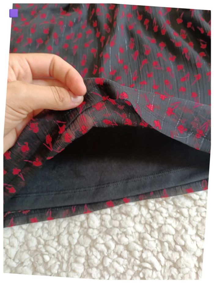 Haut noir transparent à motifs rouges Vintage cute gotique - photo numéro 3