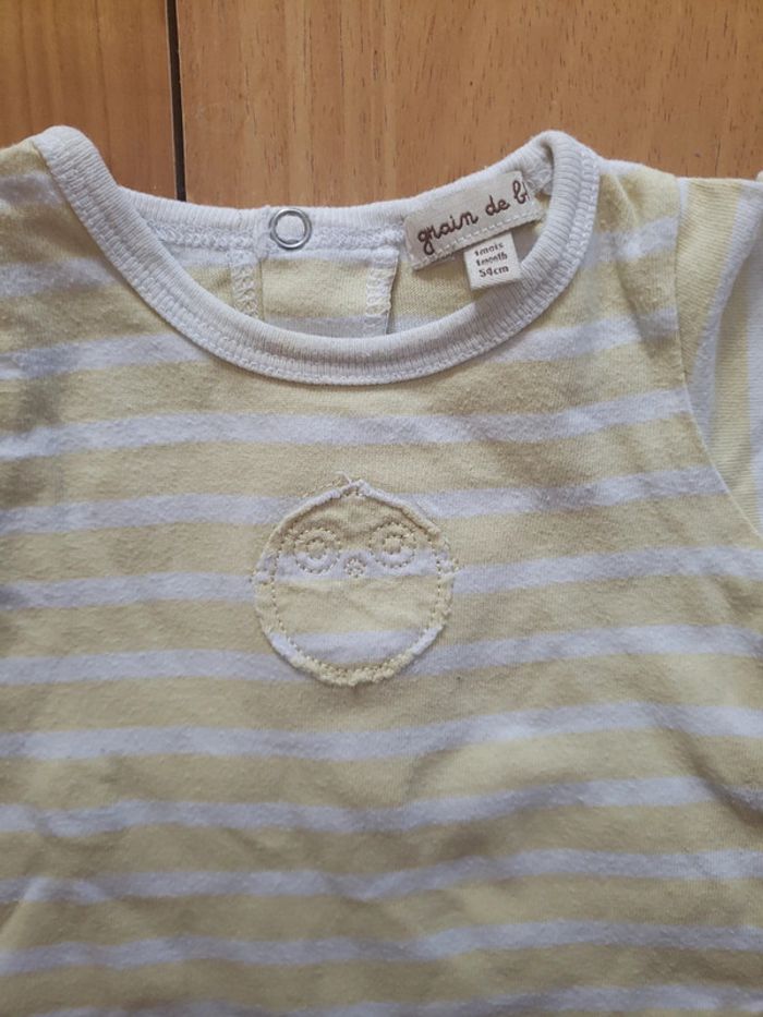 Pyjama manches longues jaune et blanc 1 mois - photo numéro 2