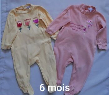 Lot de 2 pyjamas coton fille - mi-saison / été - 6 mois 