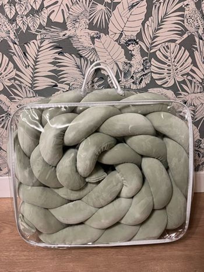 Tour de lit tressé vert sauge 3m - photo numéro 3