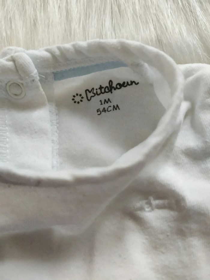 Tee-shirt à manches longues pressions dans le dos unisexe bébé fille ou garçon 1 mois = 54 cm - photo numéro 3