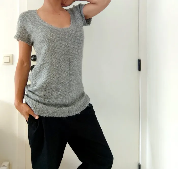 Beau pull long Des petits hauts gris Mohair classique - photo numéro 2