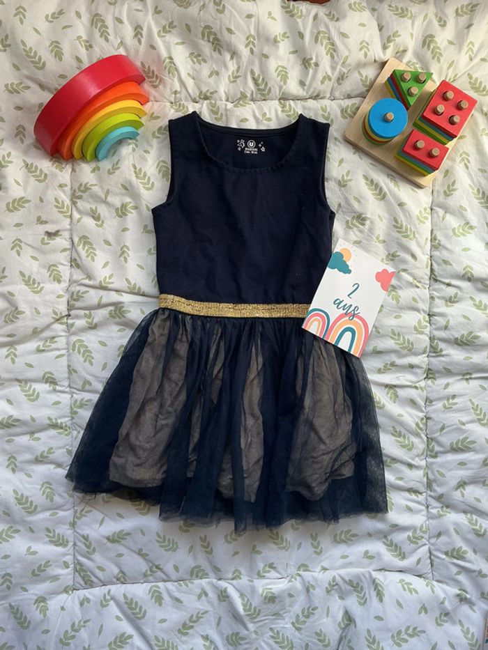 robe sans manches marine et doré avec tutu 2 ans u tout petits