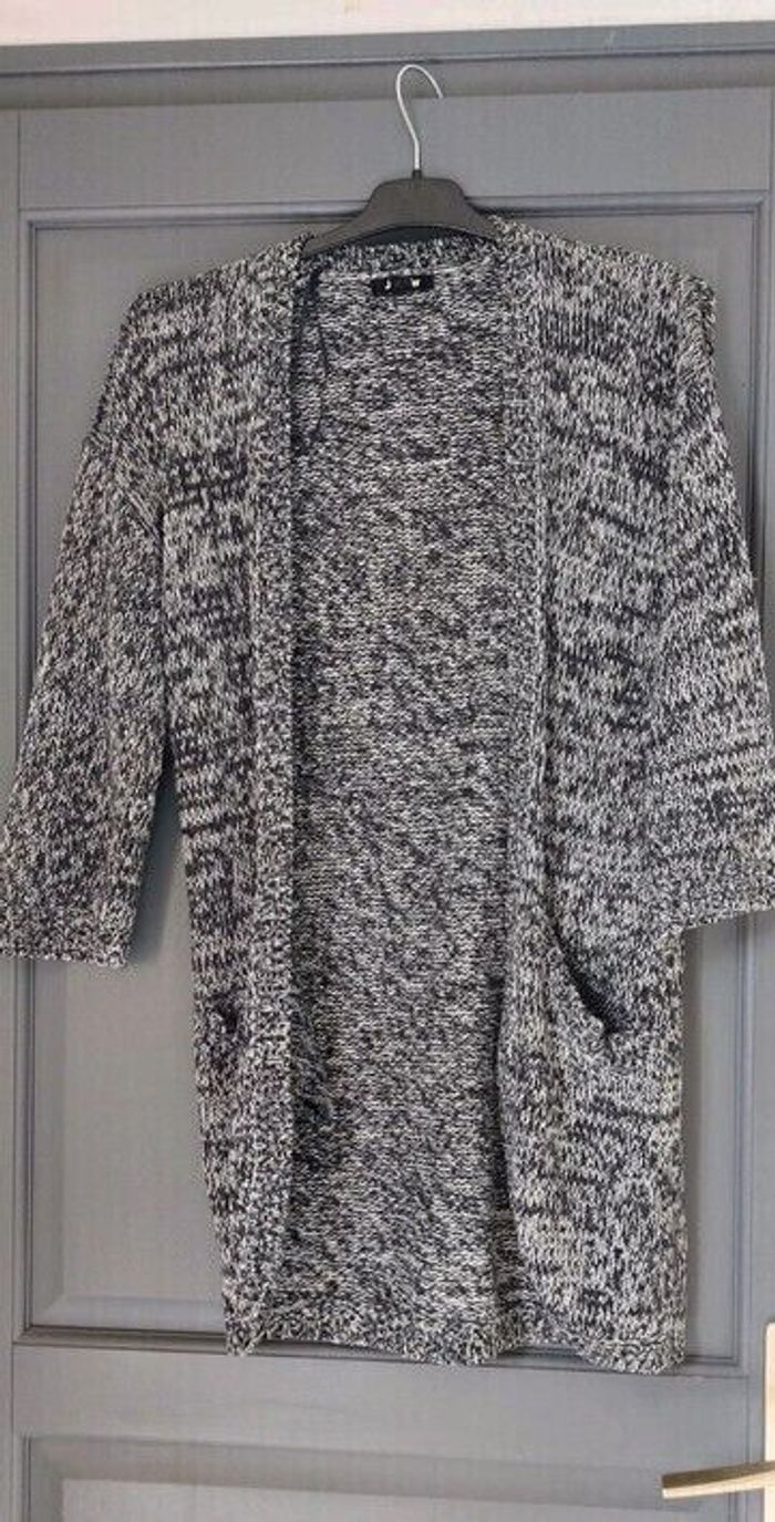 Gilet long femme gris et noir Tbe Taille S