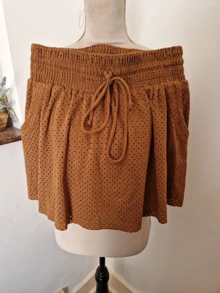 Jupe en daim camel morgan de toi taille 38