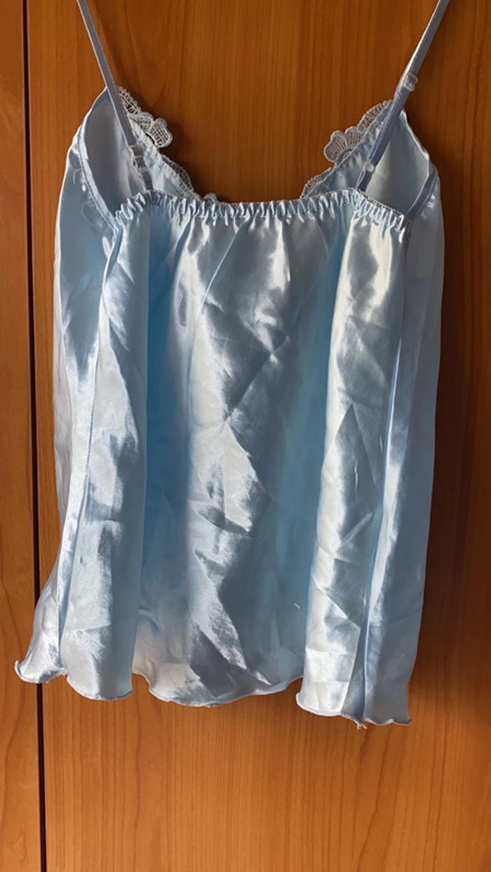 Top en satin bleu clair M - photo numéro 4