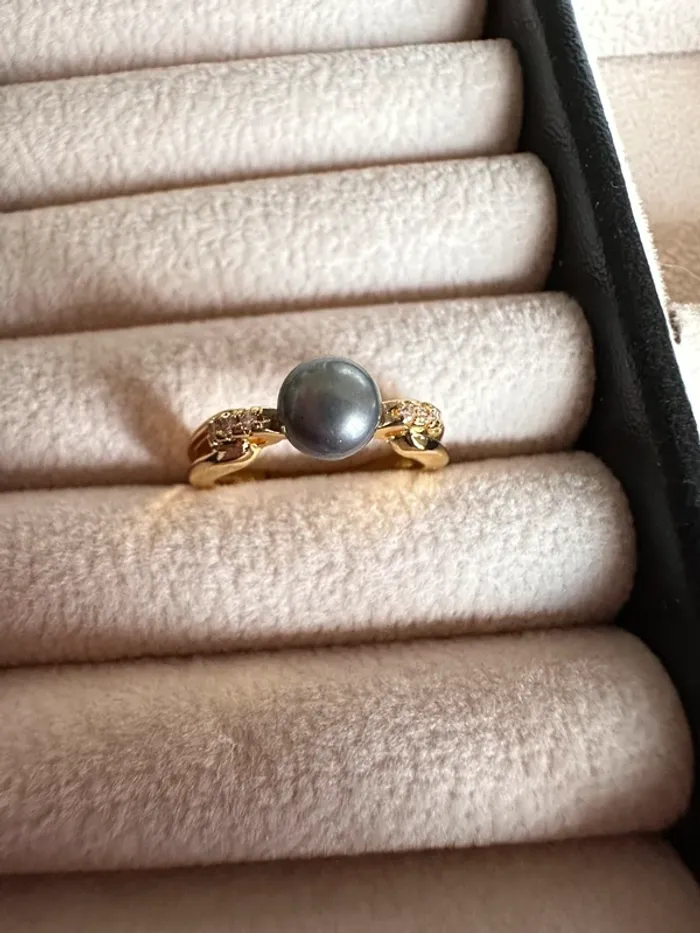 Bague en argent 925 et véritable perle noire fait main – Élégance intemporelle - photo numéro 5