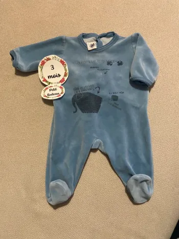 Pyjama petit bateau chaud velours 3 mois
