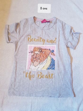 T-shirt belle et la bete sequin 8 ans