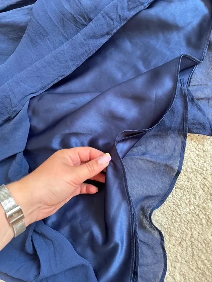 Robe bustier à froufrou bleu marine - photo numéro 5