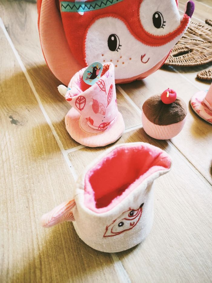 🦊Dinette panier sac Alice la renarde et son service à thé en tissu- peluche marque Lilliputiens - photo numéro 3