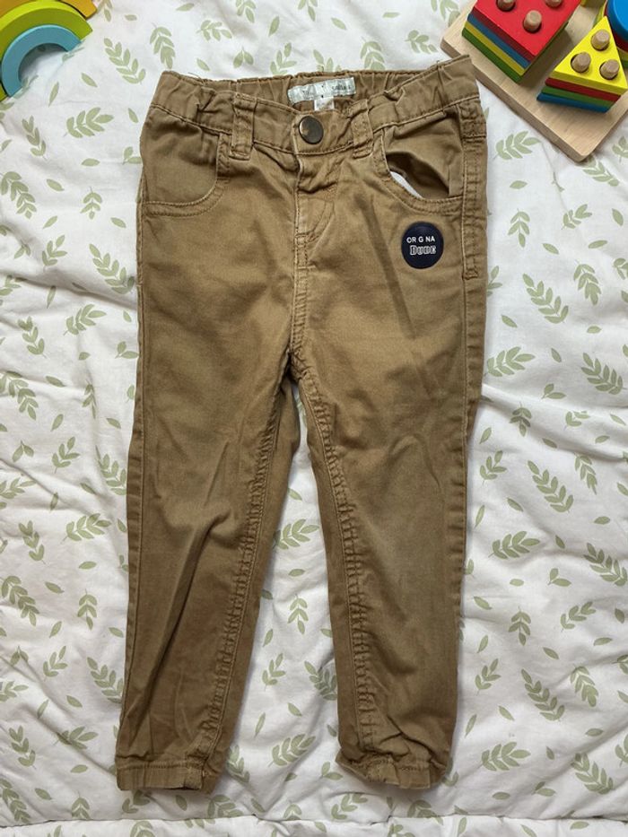 pantalon léger marron clair 36 mois taille réglable mes petits cailloux - photo numéro 3