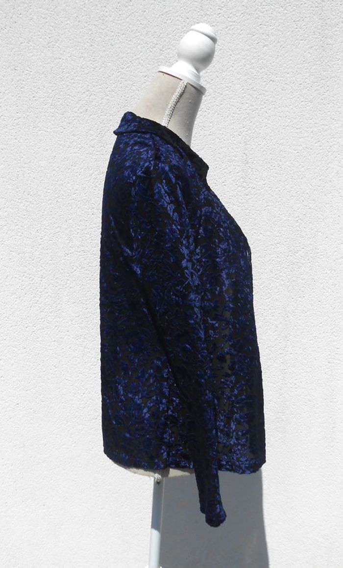 Chemise vintage transparente imprimé de fleurs en velours - photo numéro 2