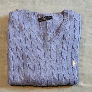 Pull Torsadé Lilas - Logo Brodé Crème 🐎 Ralph Lauren  - Taille XXL
