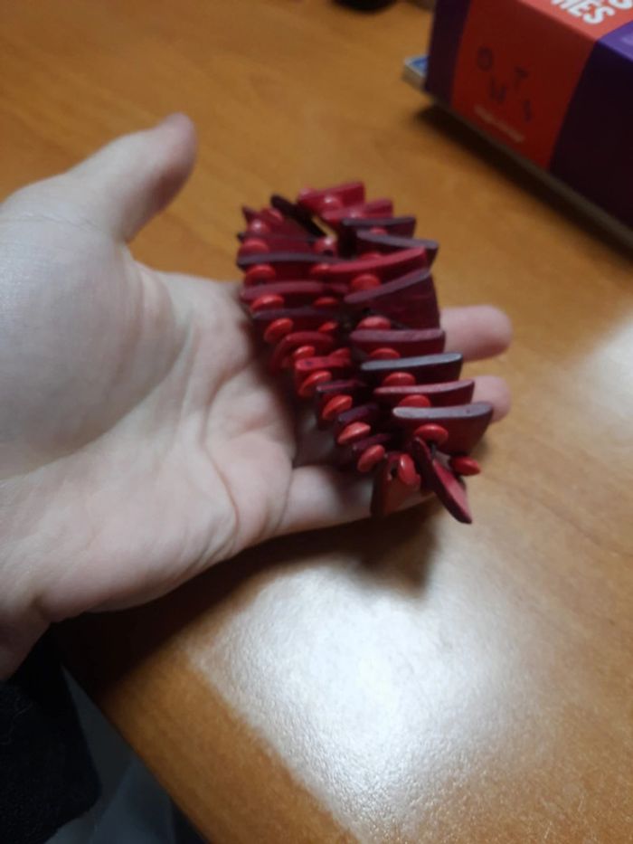 Bracelet large perle rouge bordeaux élastique - photo numéro 3