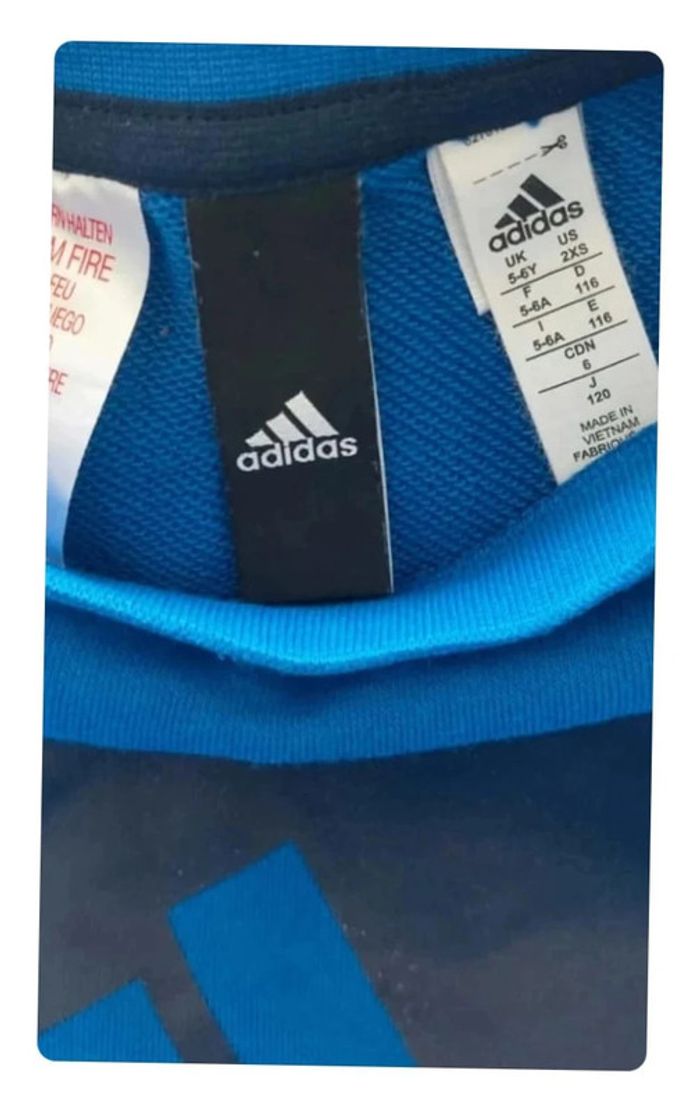 Sweat Adidas bleu - Sportwear, en très bon état, taille 5/6 ans - photo numéro 3
