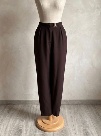 Pantalon Cacharel prune tailleur droit vintage broche ourson M
