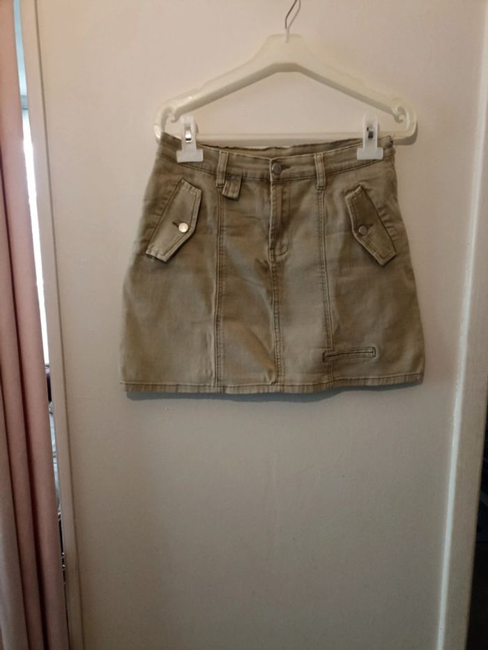 Mini jupe en jean vert kaki