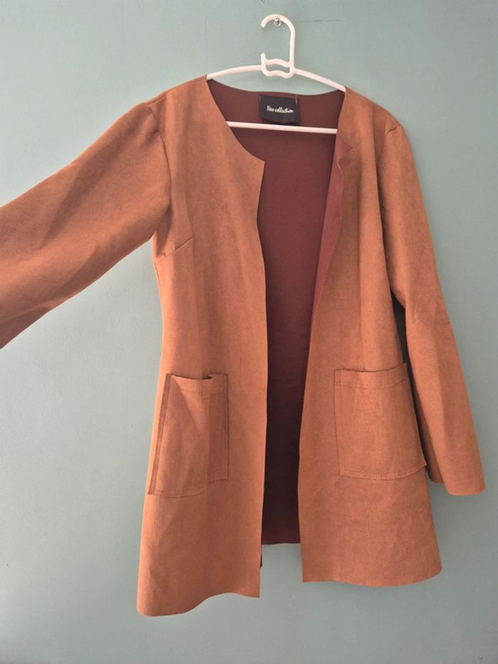 Veste d'été fine, marron effet suédine, taille unique