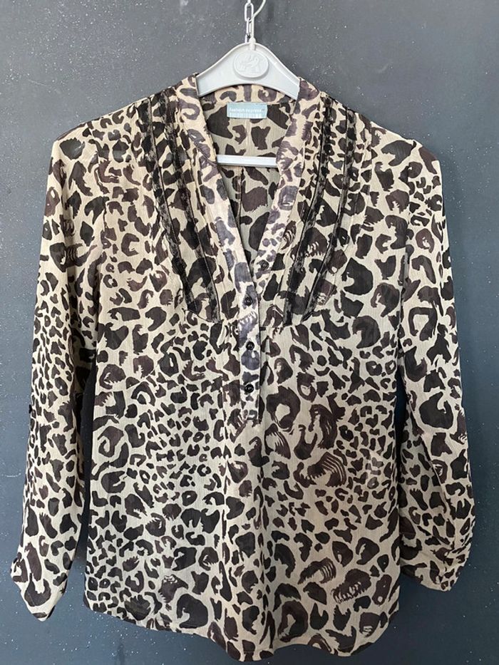 Tunique blouse voile à motif et petite dentelle noire - photo numéro 7