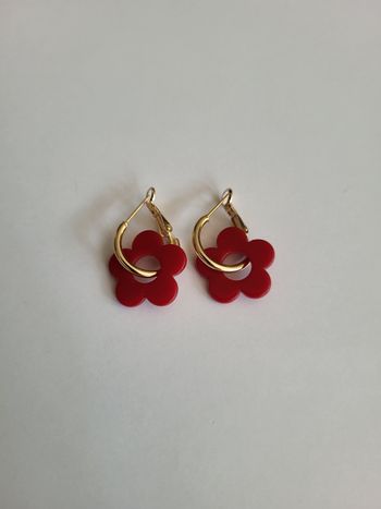 Boucles d'oreilles fleurs rouges