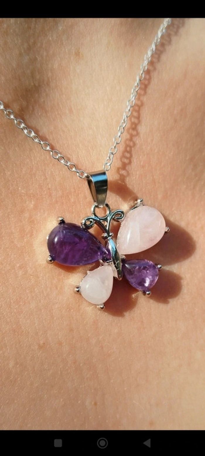 Collier Cristal Papillon🦋 L’Étreinte des Énergies Douces - photo numéro 2