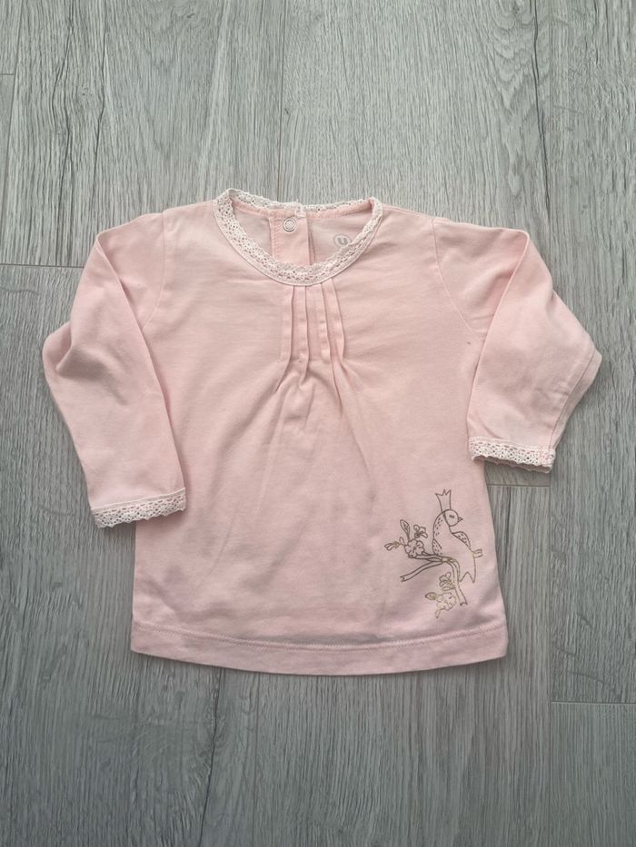 Ensemble U tout petits – 6 mois – Robe grise + tee-shirt rose - photo numéro 2