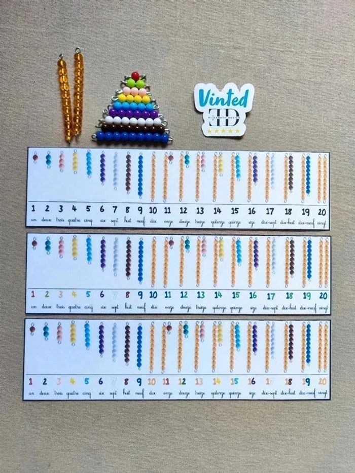 Kit de dénombrement avec perles Montessori