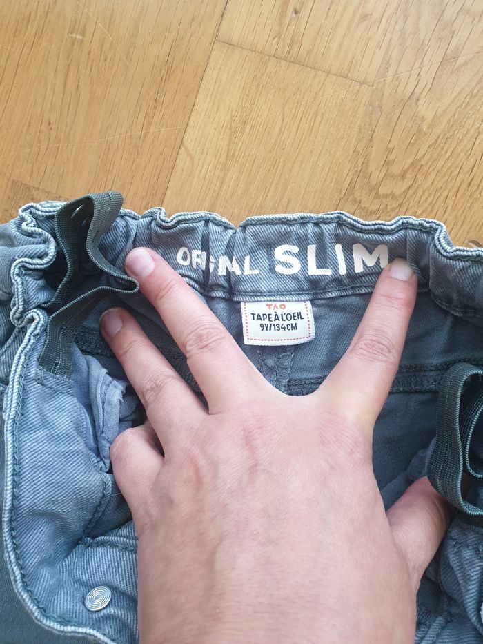 Jean gris Original Slim 9 ans Tape à  l œil taille réglable - photo numéro 3