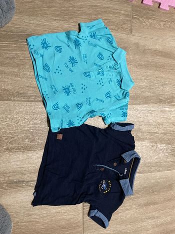 2 polos bleu Gémo 6 mois