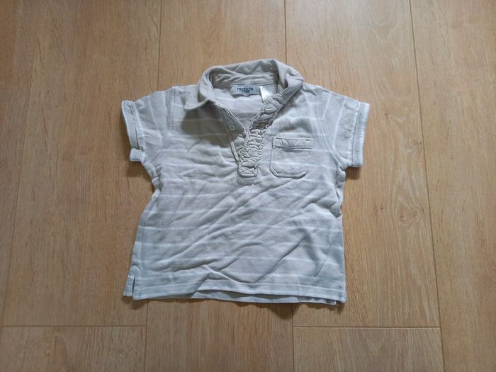 Tee-shirt beige rayé blanc