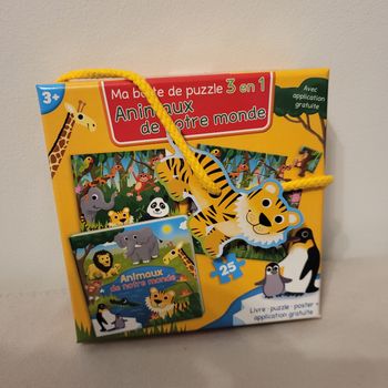 Ma boîte puzzle 3 en 1 animaux de notre monde